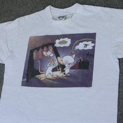 Pinky and the Brain T Shirt L Animaniacs Pie VS Pi π VTG 90s WB TV Show Cartoon