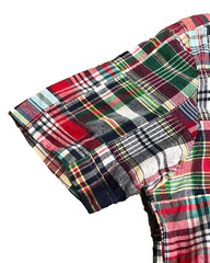 BEAMS PLUS Patchwork Madras Check Pullover Button-Down Shirt Made in Japan S