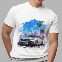 Men’s White Casual T-Shirt Honda Civic Type R JDM Car Graphic Tee Street Style