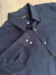 Theory Men’s Med Blue Micro Dot Long Sleeve Button Up Shirt Cotton