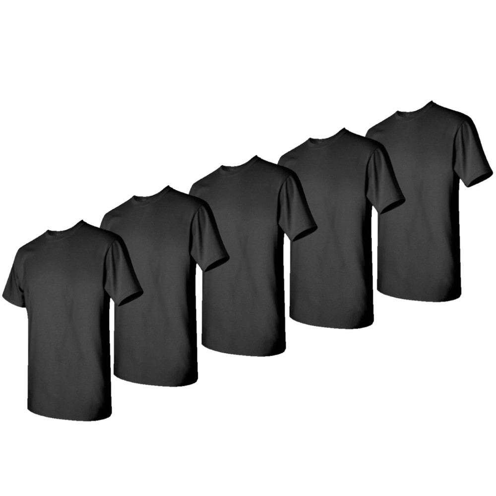 Extra Large Gildan (5-pack) Black Solid Heavy Cotton Short Sleeve Blank T-Shirt