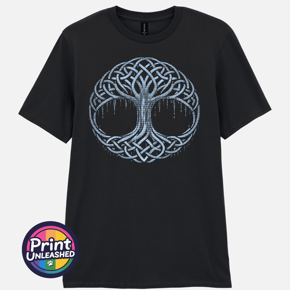 Celtic Tree of Life T-Shirt Binary Code Graphic Norse Mythology Tee Unisex S-2XL