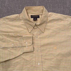 Brooks Brothers Mens XL Non-Iron Supima Cotton Shirt Yellow Tattersall Check L/S
