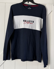 Hollister California Long Sleeve Shirt Size M Blue White Logo Crewneck