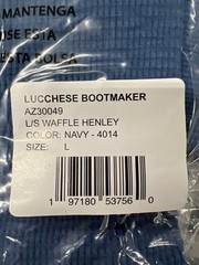 LUCCHESE BOOTMAKER Long Sleeve Waffle Henley Men’s Size L Navy