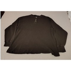 Nautica Mens Long Sleeve Waffle Knit Henley Thermal Shirt Brown Size XL 1