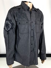 Roar Embroidered Gray Back Panel LONG SLEEVE SHIRT Size Large-EXCELLENT