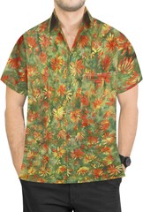 LA LEELA Men’s Aloha Beach Button Down Short Sleeve Hawaiian Shirt M Green_Aa158