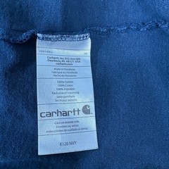 Carhartt Henley Shirt Mens XL Navy Blue K128 Long Sleeve Pocket Workwear Cotton