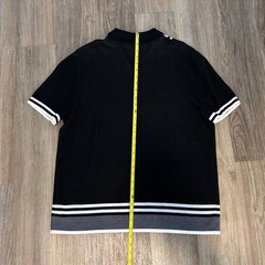 Mens Express Black & White Large Button Up Sweater Polo Shirt
