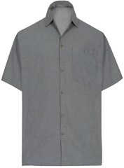 LA LEELA Men Short Sleeve Button Down Shirts Solid Shirt S Ash Silver_AE38