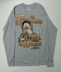 Men’s Duck Dynasty I’m Illegal In 55 States Gray Long Sleeve T-Shirt Medium NEW