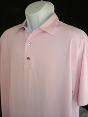 FOOTJOY SOLID PINK 88%/12% POLY/SPANDEX S/S POLO SHIRT SZ. L NO LOGOS
