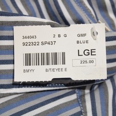 GMF NWOT Casual Button Down Shirt 16.5 42 In White With Blue & Gray Stripes