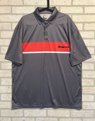 Snap-on Tools Polo Shirt Gray Red Stripe Men’s 2X S/S Workwear (Fits Like XL)