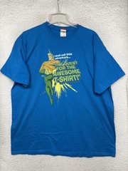 Vintage Aquaman Batman Shirt Mens 2XL Blue Funny Graphic DC Comics