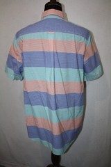 CHAPS Sz XL Lightweight Easy Care Bright Colorblock Stripe Button Front Shirt
