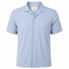 Porter Ash Melange Knit Shirt Mens L Blue Luxury Comfort Minimalist Button Corp