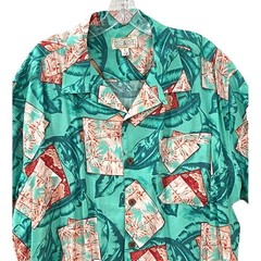 Ocean & Coast Men’s Hawaiian Shirt XL Green Button-Up S/Sleeve Marlin Palm Tree