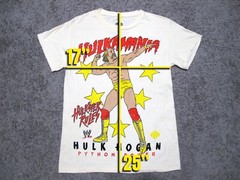 WWE Hulk Hogan Hulkster Rules Python Power cream t-shirt sz S wwf hulkamania vtg