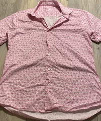 Bertigo Mens Short Sleeve Floral Button Shirt Pink Medium