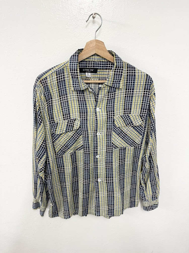 Vintage Citron of Santa Monica Men’s Plaid Patterned Cotton Button Up Shirt S