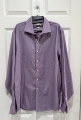 Michael Kors Men’s Dress Shirt 17.5 36/37 Purple Check Long Sleeve Button Up