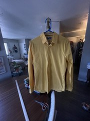 Express 1MX Fitted Men’s Yellow Long Sleeve Dress Shirt Size M 15-15.5