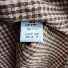 King Ranch Main House Button Down Western Shirt Men’s 2XL Brown Gingham Plaid