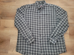 NEW NWOT Mens JOHNNIE-O Hanging Out L/S Flannel Checkered Button Down Grey – L
