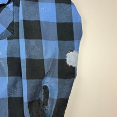 Big Bill Flannel Shirt Mens XL Blue Black Buffalo Plaid Distressed Workwear USA