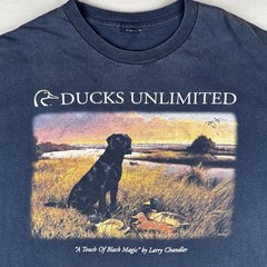 Vintage Ducks Unlimited Black Lab Hunting T Shirt Larry Chandler USA Large