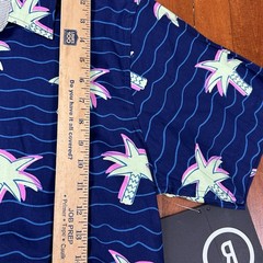 Reverse Threads Men Size L Palm Tree Shirt Short Sleeve Button 80s 70s Navy Blue