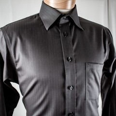 JOSEPH ABBOUD Silver Gray Solid Striped Cotton Men Dress Shirt Size 15