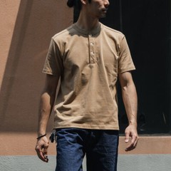 Bronson Men Worker’s T-Shirt Basic Short Sleeve Henley Shirts Cotton Casual Tops