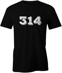 314 St. Louis, MO Missouri Area Code Black & White T-Shirt