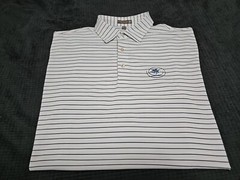 Peter Millar Summer Comfort HUMMINGBIRDS Embroidered Striped Golf/Polo Shirt L