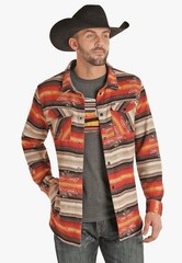 Rock & Roll Denim shirt jacket men’s Aztec Western Jacquard Snap Front Lined xxl