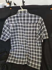 .= Foxfire Medium Men Shirt Button Down Plaid Black 301-92 Front Pockets NEW