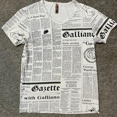 John Galliano Newspaper Print T-Shirt XXS/XS Vintage Design