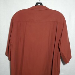 Caribbean Shirt Mens Medium Red Button Up Short Sleeve Silk Rayon Blend Hawaiian