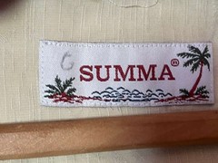 Summa Jacquard swordfish pattern Hawaiian Shirt Cream Aloha Tiki Mens L silk