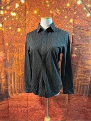 Express Black Button-Down Shirt with Subtle Micro Pattern