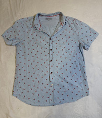 Sovereign Code men Light Blue/Red Lobster Print Button-Up Shirt M