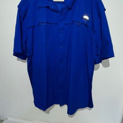 Silver Bait Men’s Blue Button Front Vented Short Sleeve Fishing Shirt Size 3X