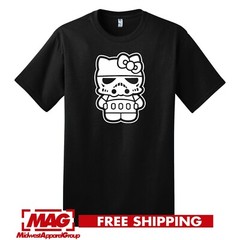 HELLO STORMTROOPER BLACK T-SHIRT Star Wars Kitty Parody Tee Tshirt Vader Geek Tv