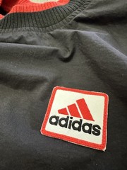 Vintage 90s Adidas Pullover Windbreaker Crewneck Mens L Black Red Nylon Track