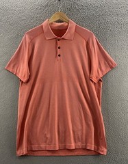 Lululemon Shirt Mens Extra Large Orange Performance Golf Gym Metal Tech Casual