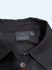Fried Rice Asymmetrical Split Button Up Shirt In Black, Size Large