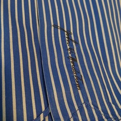 John W. Nordstrom Mens Stripe Dress Shirt 17-36 2Ply Egyptian Cotton Twill Blue